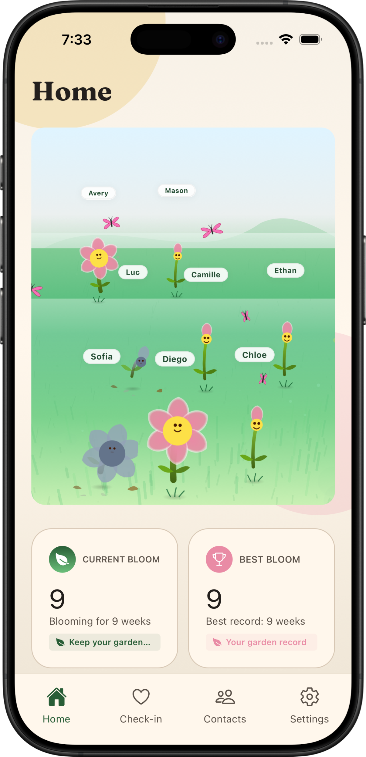 Poppy app showing your relationship garden